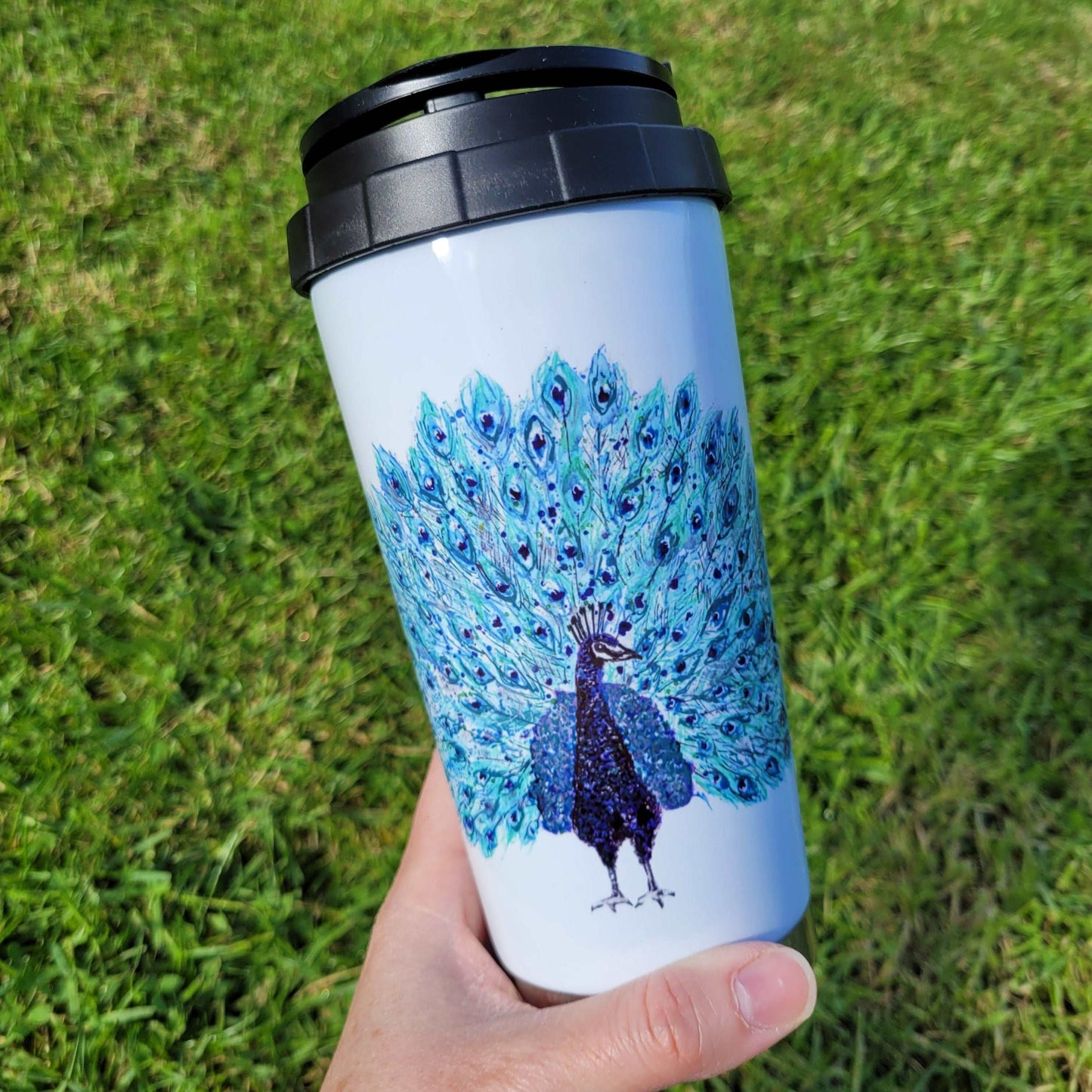 Peacock travel mug