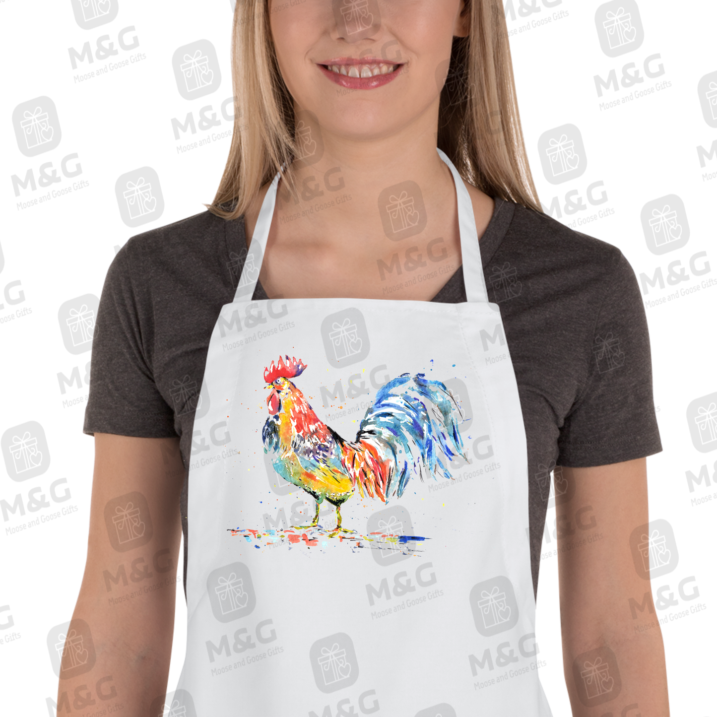 Cockerel Apron - Printed canvas cooking apron