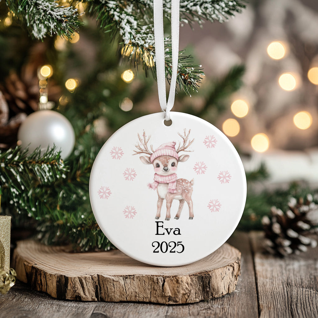 Personalised Ceramic Christmas Ornaments - Pink