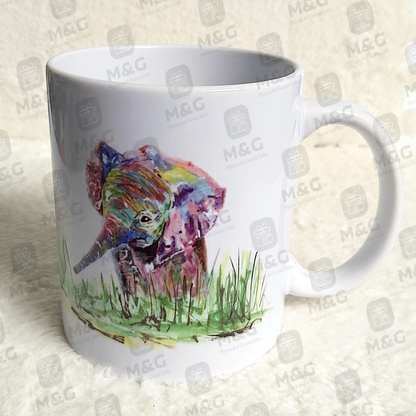 Watercolour elephant mug