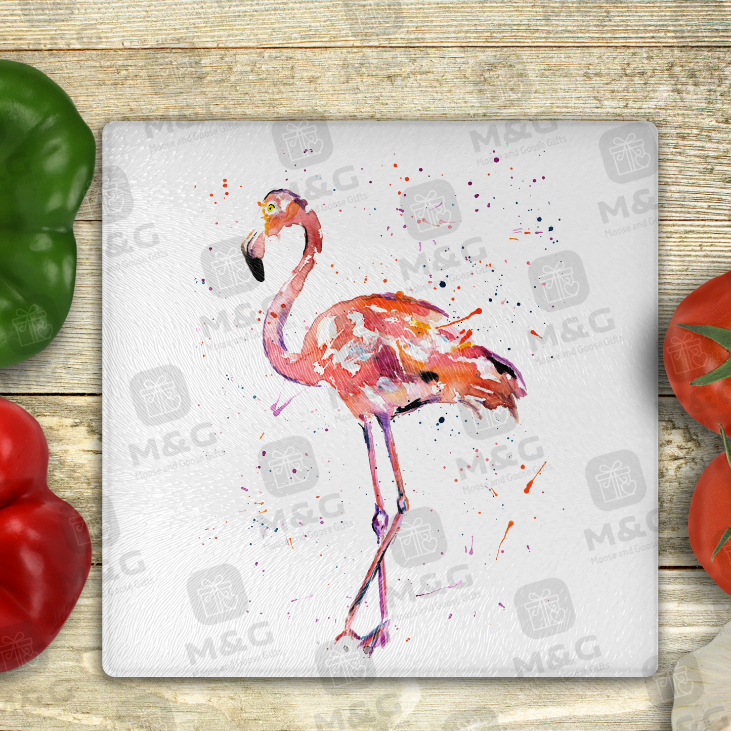 Flamingo cutting board - personalised keepsakes and gifts - moose and goose gifts