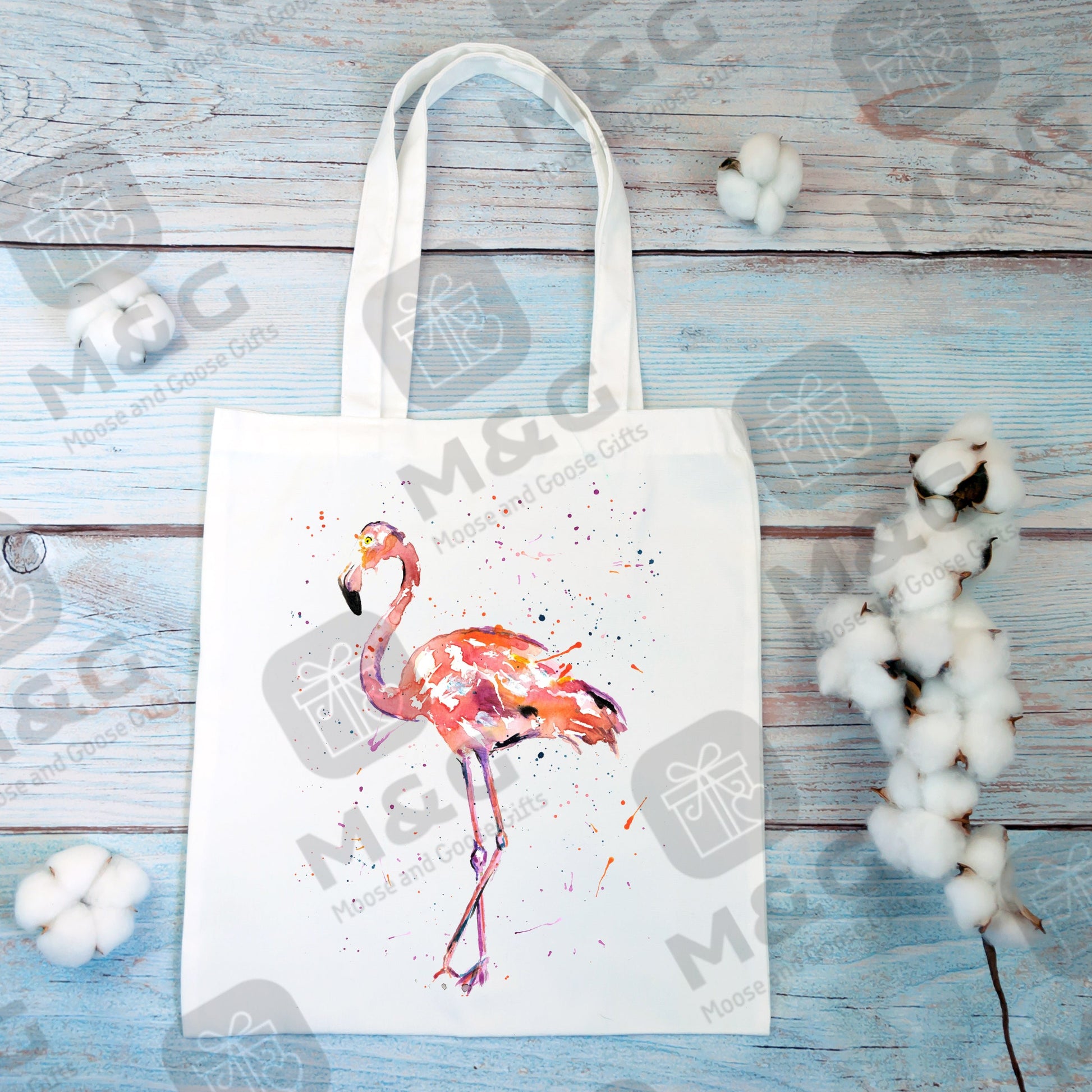 Printed tote bag - flamingo bird bag - personalised gift - moose and goose gifts