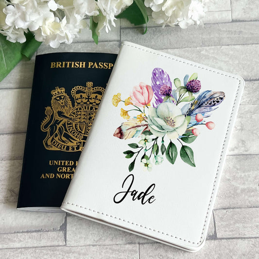 Floral passport holder -personalised passport cover