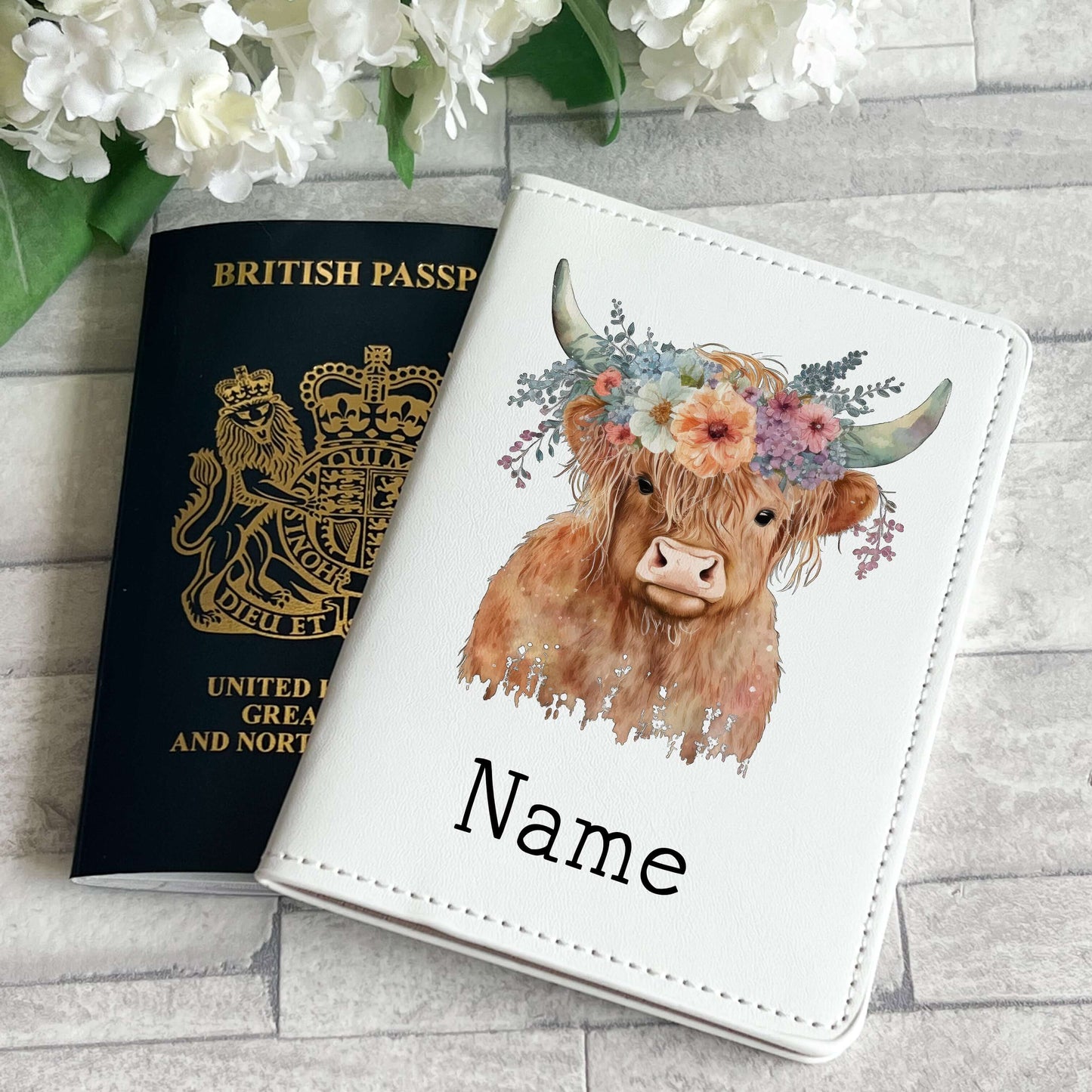 Highland cow passport cover - Moose and goose gifts - Travel holiday cover - Personalised gift - M&G Gifts