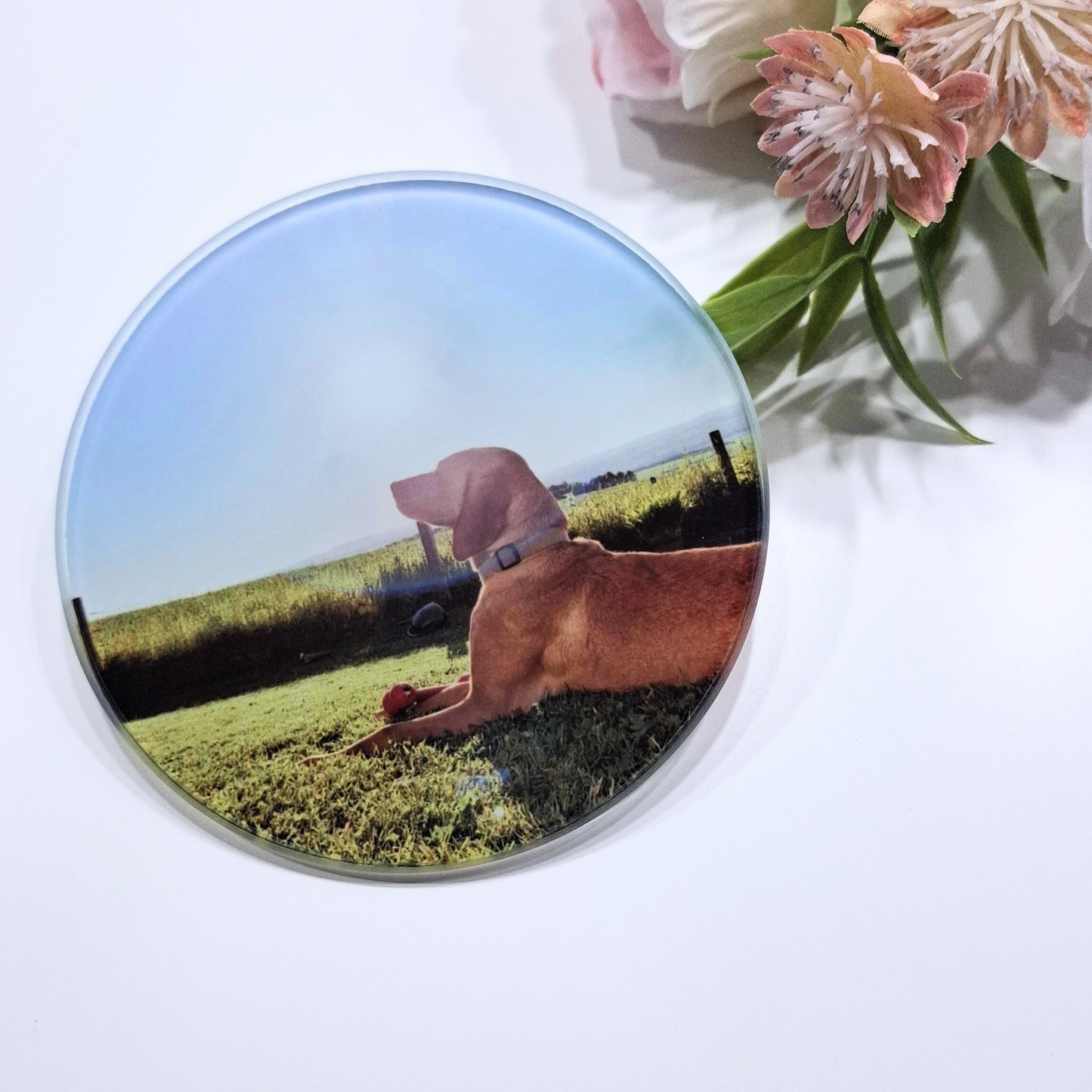 Round class coaster personalised with a photo