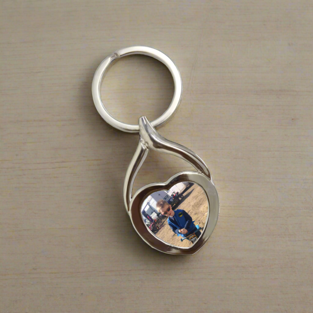 Personalised heart photo keyring