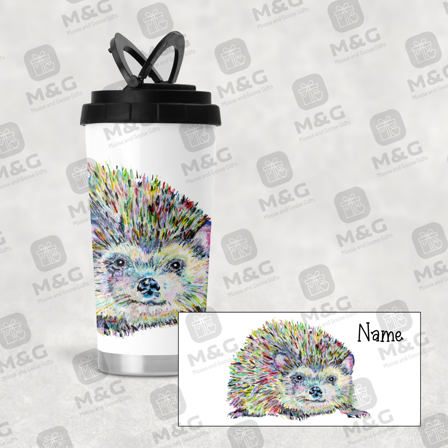 Hedgehog travel mug - personalised travel mug - reusable mug - moose and goose gifts