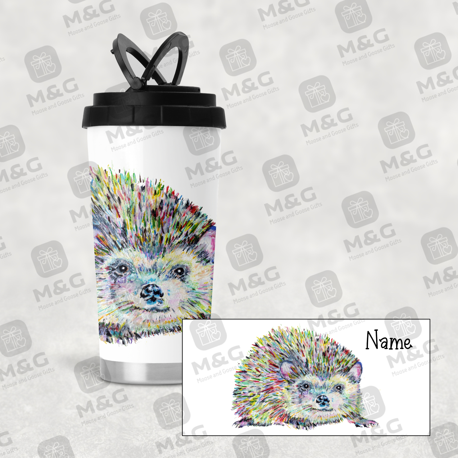 Hedgehog travel mug - personalised travel mug - reusable mug - moose and goose gifts