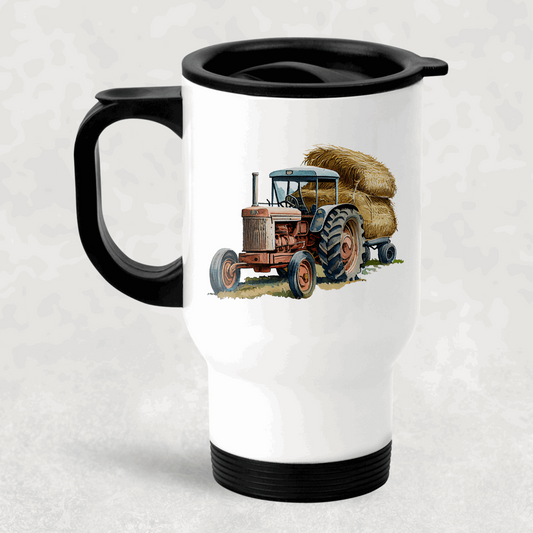 Red tractor personalised travel mug