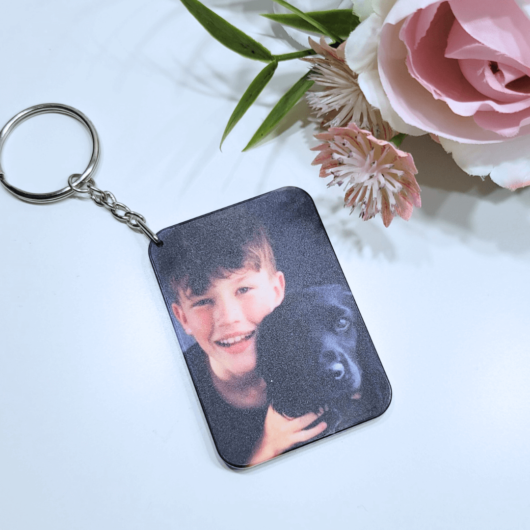 Rectangle personalised keying - photo gift - moose and goose gifts