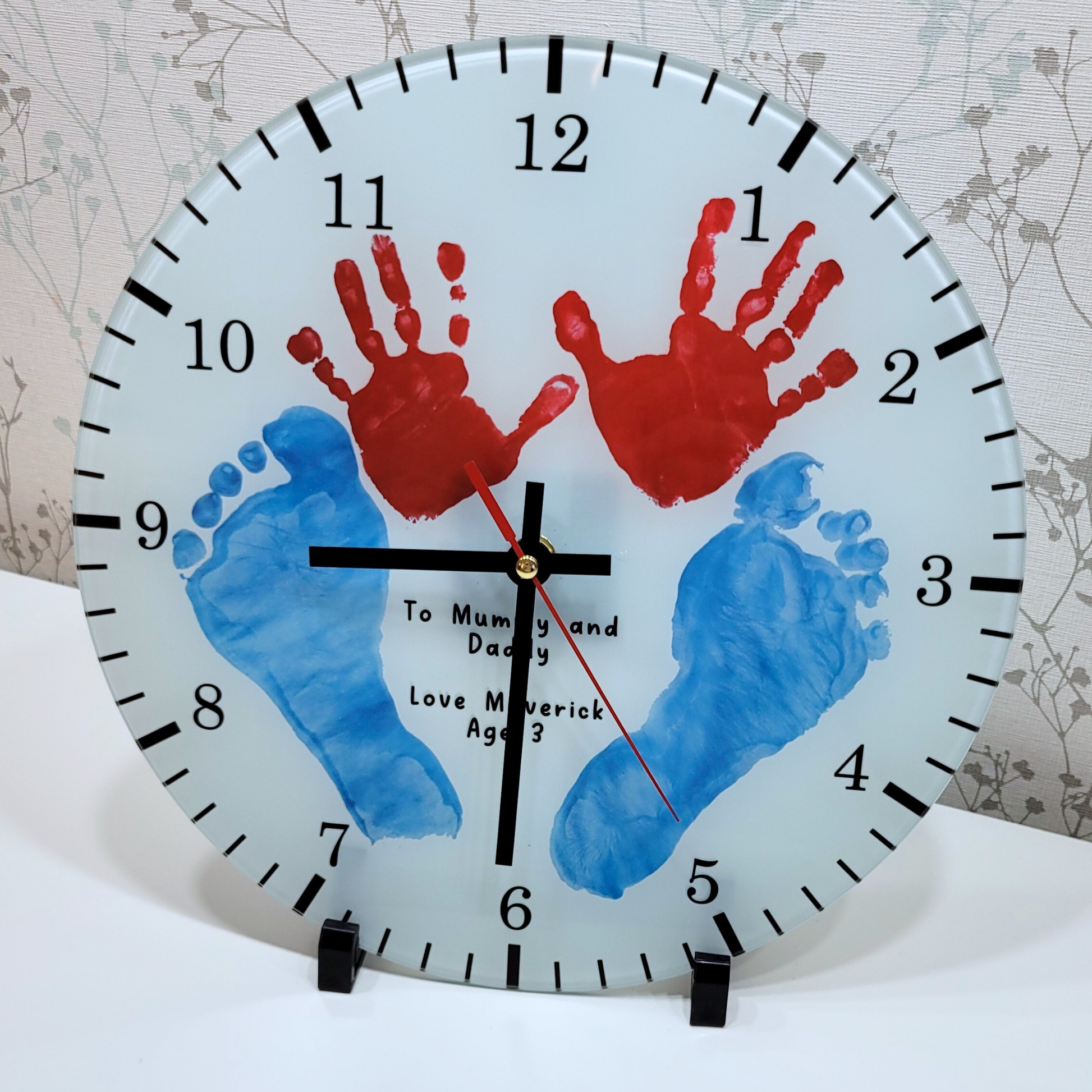 30cm printed artwork clock - Glass child's drawing clock