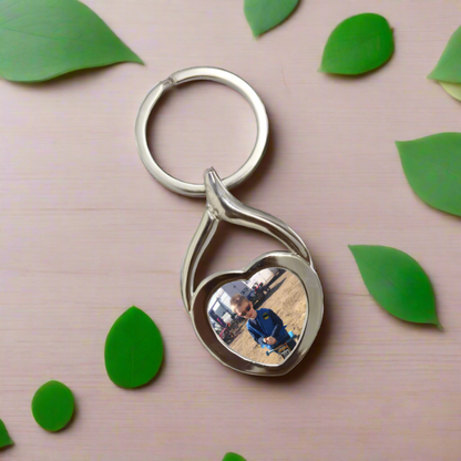 Personalised heart photo keying personalised gift