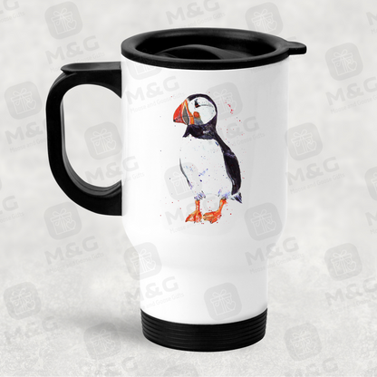 Personalised puffin reusable travel coffee mug - coffee on the go - Moose and Goose Gifts - Personalised gifts and keepsakes