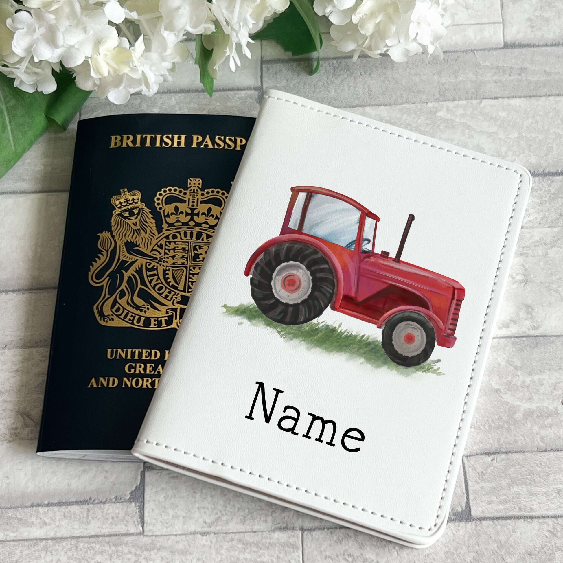 Tractor passport cover - Passport holder - Holiday passport - Personalised Gifts - Moose and Goose Gifts