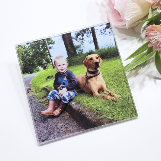 Square personalised photo coaster, Moose and Goose Gifts