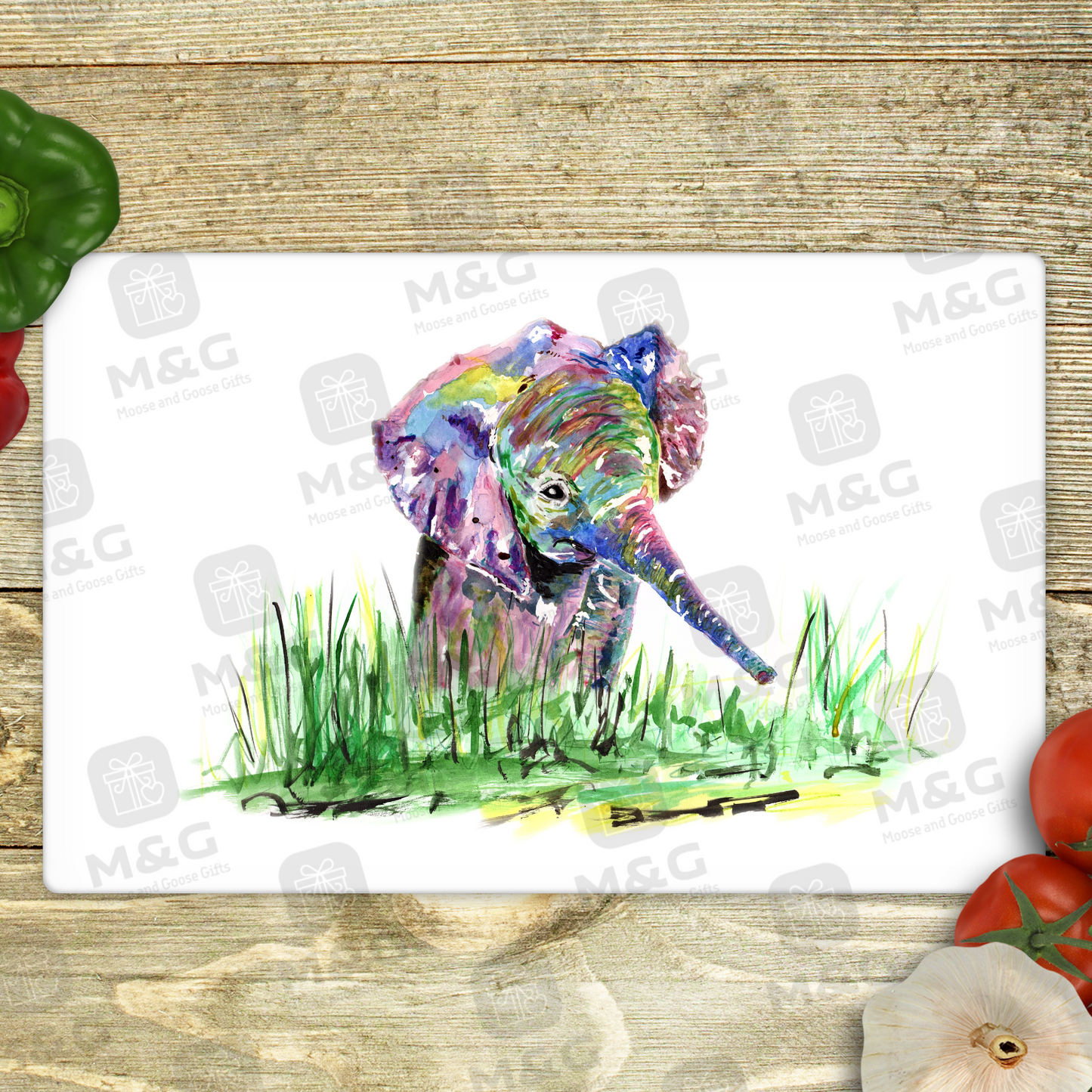 Elephant cutting board - food preparation - chopping board -moose and goose gifts 