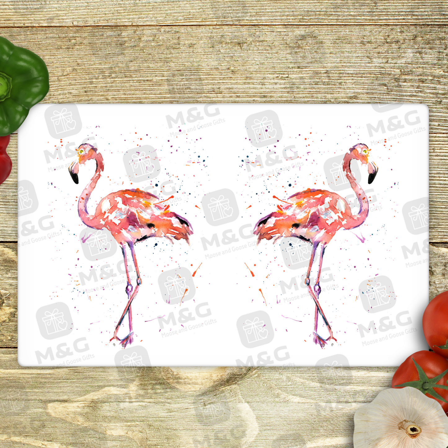 Flamingo cutting board - moose and goose gifts - personalised home décor