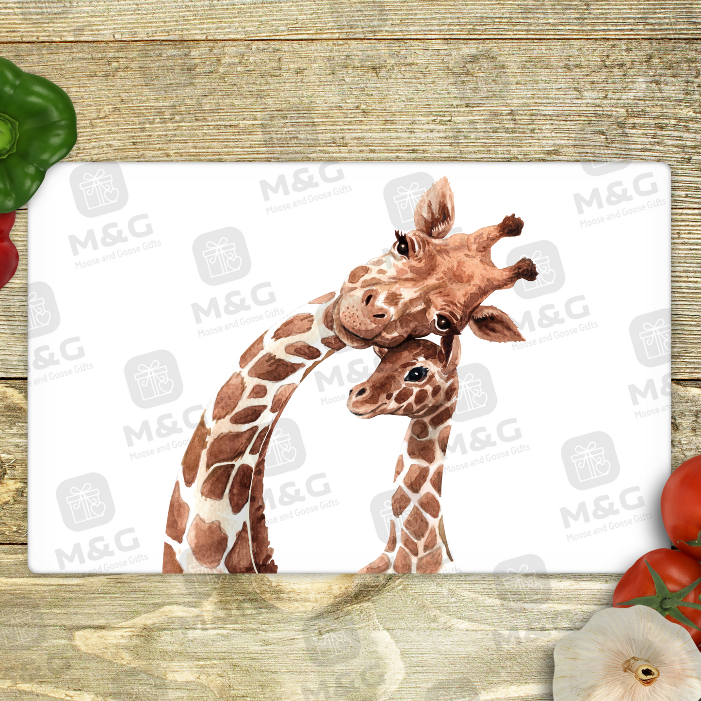 Cutting board- mum and baby giraffe cutting board - personalised gifts - Moose and goose gifts