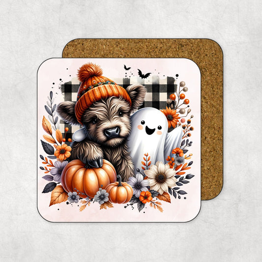 Highland cow and Ghost coaster – Adorable Autumn Accent