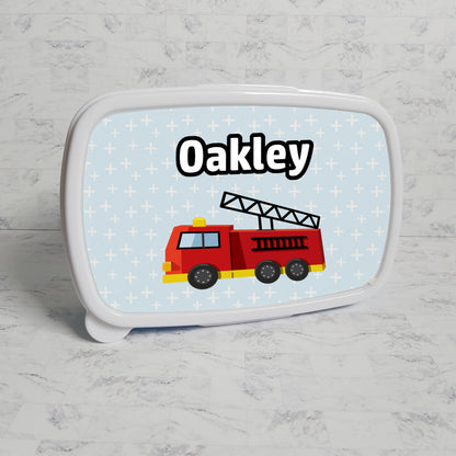 Fire engine lunch box with water bottle - Sew Tilley